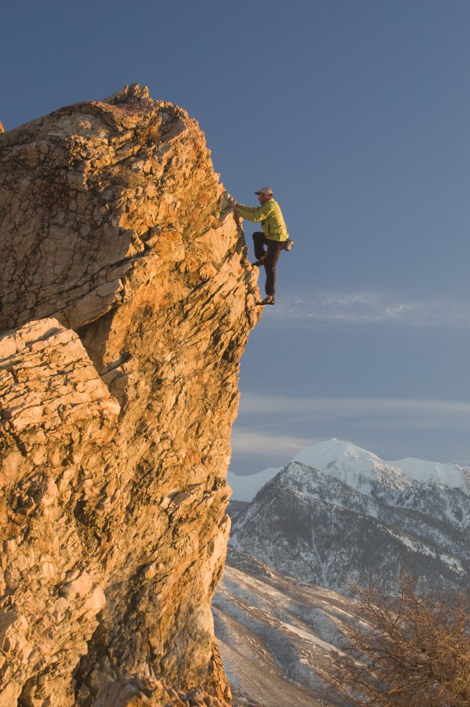 Kennan Harvey bouldering at Upper Pete's Rock, Salt Lake City, Utah.