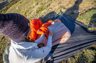 Setting up for cowboy camping