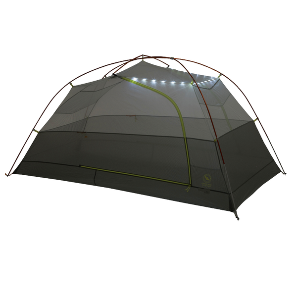 Black Copper Spur UL3 mtnGLO® camping tent with mesh sides on a white background