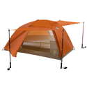 Orange Copper Spur UL3 mtnGLO® camping tent with mesh side panel on a white background