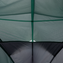 Interior view of the Pitchpine VST 1.5 by Big Agnes Canada, showing mesh ceiling panels and intersecting support poles forming a geometric pattern on the upper walls of this ultralight tent.