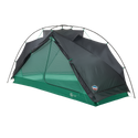 The Big Agnes Canada Pitchpine VST 1.5 is a green and gray dome-shaped ultralight tent with mesh sides and a partially open rainfly, shown set up on a plain white background.