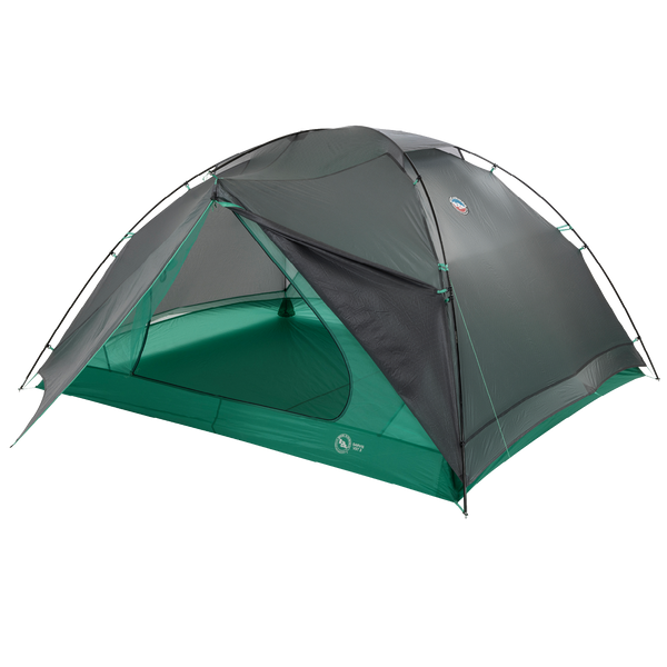 Green and gray tent on a white background