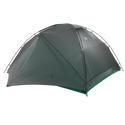 The Big Agnes Canada Sarvis VST 3 is a green, dome-shaped tent with rainfly and multiple support poles. Lightweight and compact, it’s a durable ultralight shelter for camping, shown set up against a plain white background.