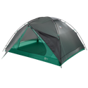 The Sarvis VST 3 by Big Agnes Canada is a green and gray, dome-shaped tent with a partially open front door, mesh panels for ventilation, and sturdy poles, shown against a plain white background.