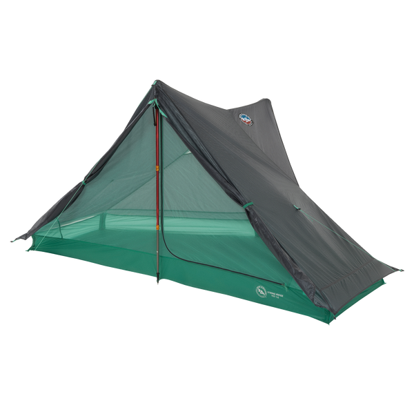 The Big Agnes String Ridge VST 1.5 is a green and gray dome-shaped tent with mesh sides and a partially open door, featuring visible support poles, offering ultralight, reliable shelter for your camping trips.