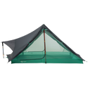Green and black tent on a white background