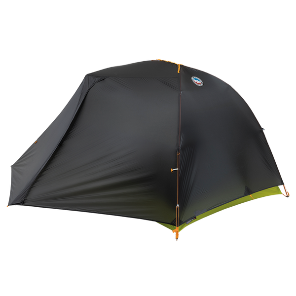 Black Tiger Wall UL2 Bikepack camping tent with a green base on a white background